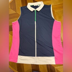 Lady Hagen Navy and Pink tank top quarter zip
